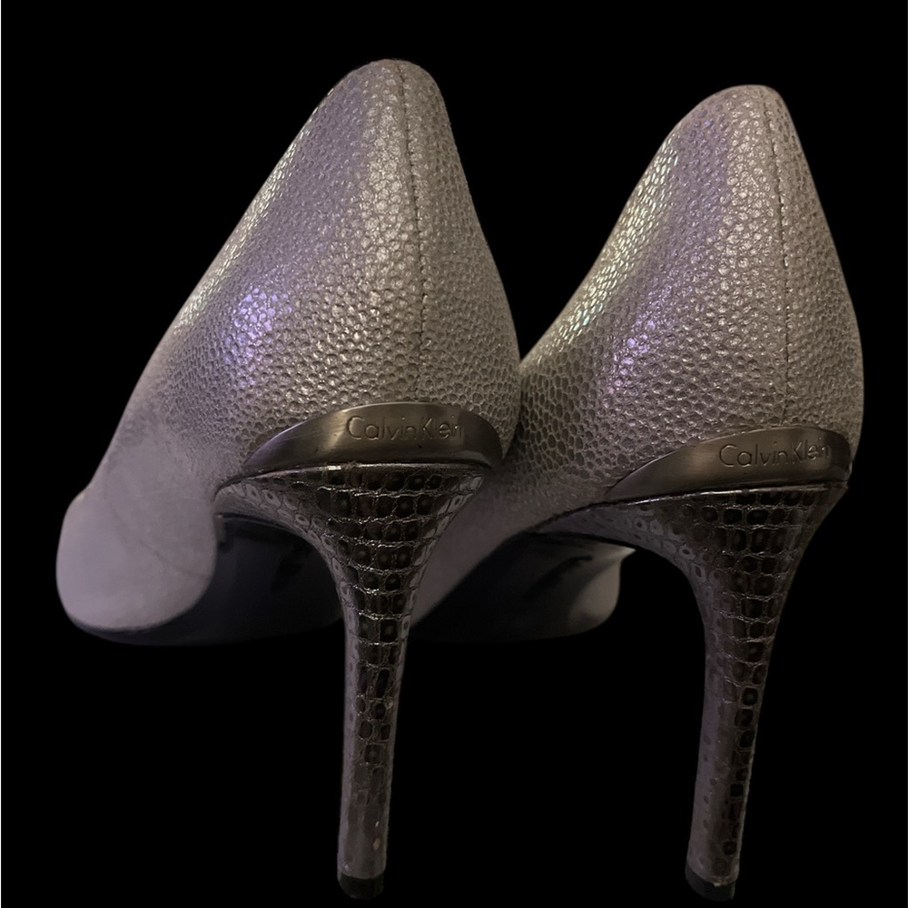 Calvin Klein Silver Textured Heels